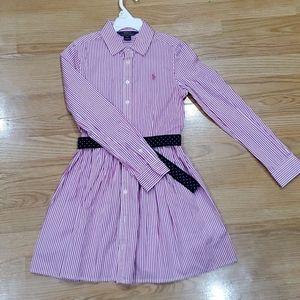 Girls striped dress and belt.